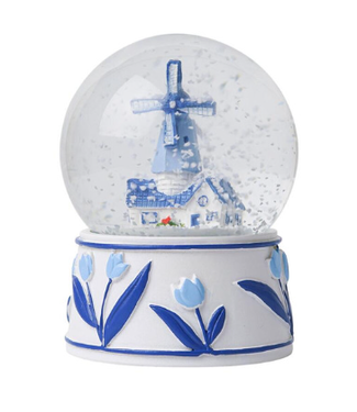 Windmill Delft Blue Snow Globe 9cm