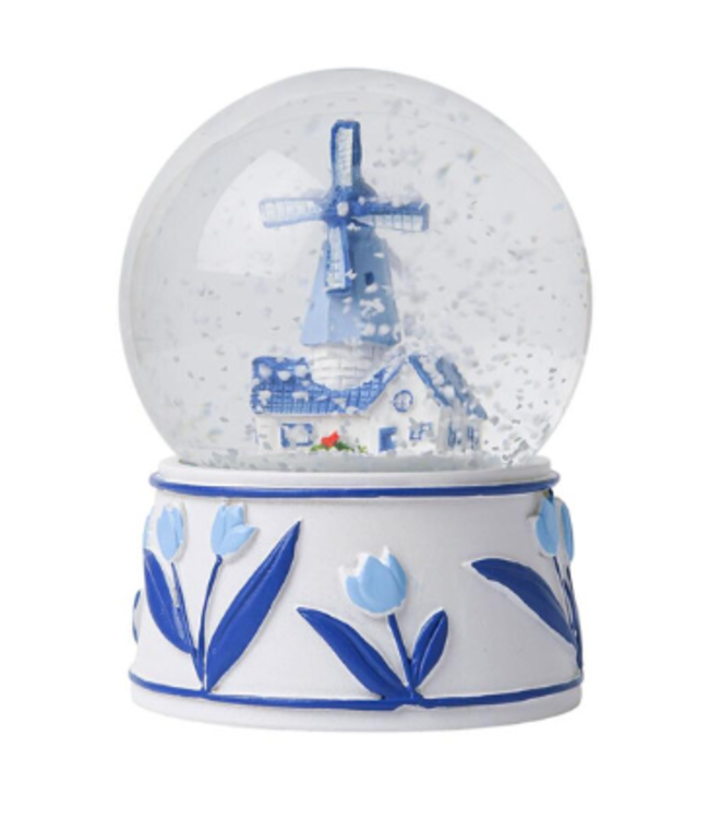 Windmill Delft Blue Snow Globe 9cm