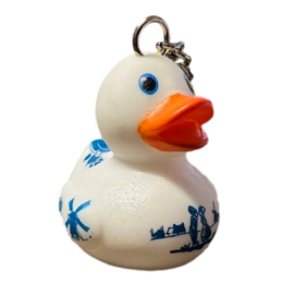 Delft Blue Rubber Duck Keychain