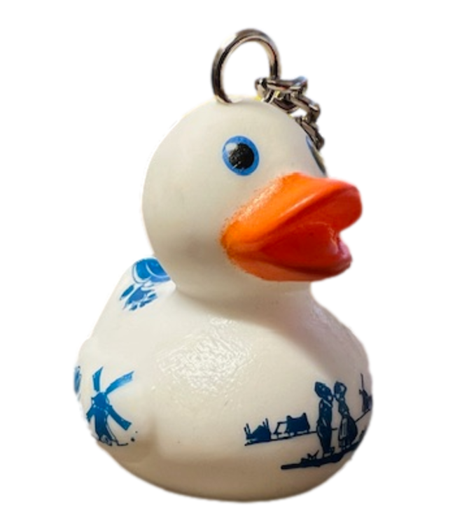Delft Blue Rubber Duck Keychain