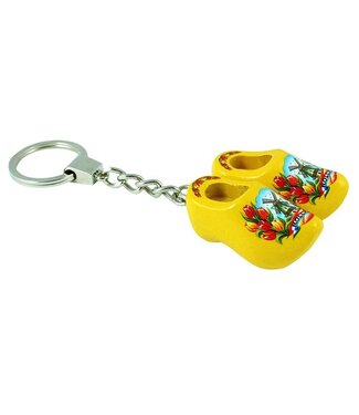 Yellow  Double Wooden Shoe Keychain