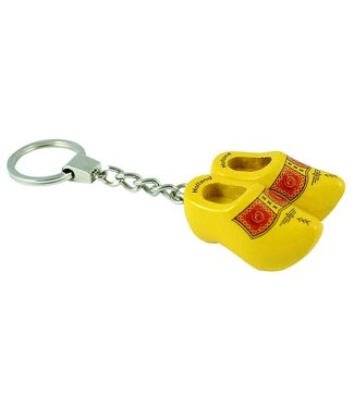 Yellow Traditional Double Wooden Shoe Keychain
