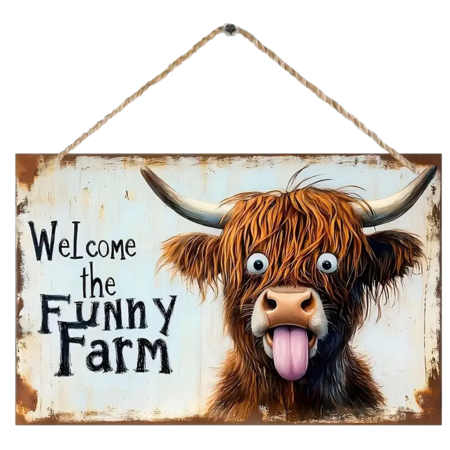 Welcome the Funny Farm Wooden Sign