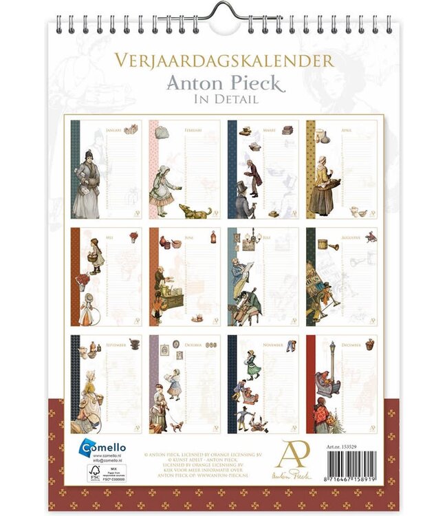 Anton Pieck Perpetual Birthday Calendar In Detail