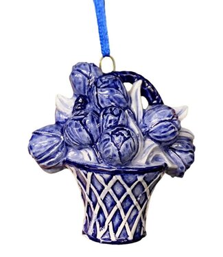 Basket- Delft Blue Flowers Christmas Ornament