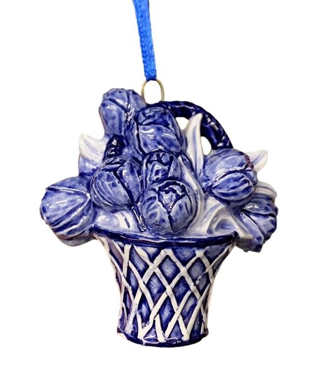 Basket- Delft Blue Flowers Christmas Ornament