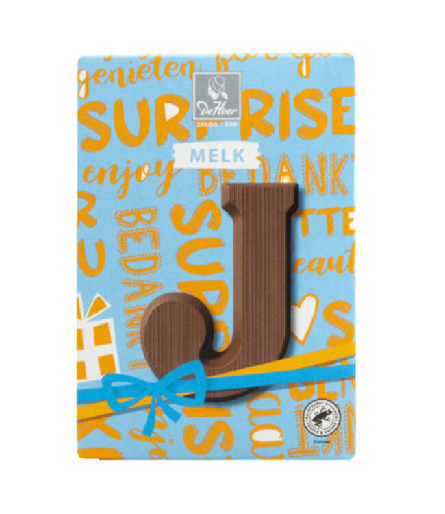 DeHeer Milk Chocolate Letter 65g J