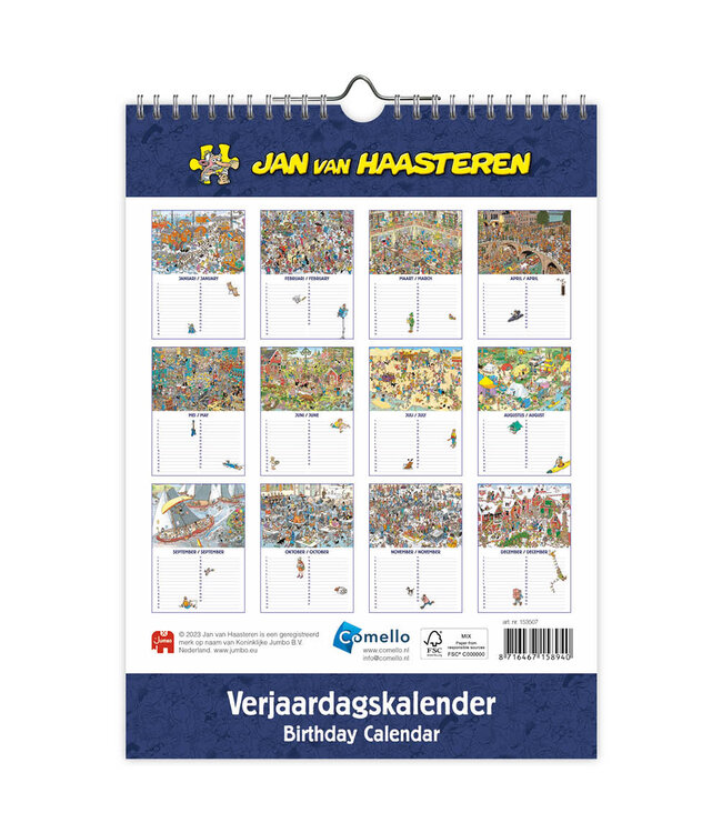 Jan Van Haasteren Perpetual Birthday Calendar  (25H x 18W cm)