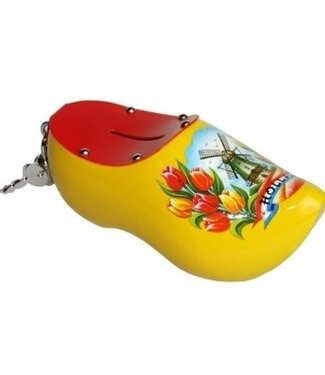 Yellow Wooden Shoe Money Bank