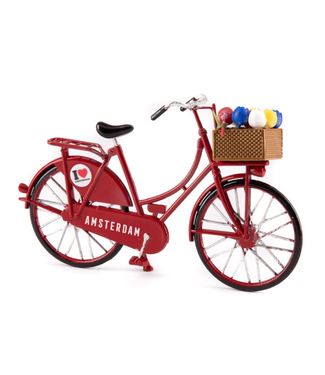 Red Amsterdam Bike with Basket of Tulips
