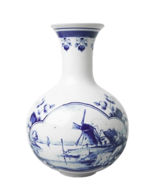 Delft Blue Windmill Vase - 20cm