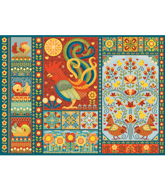 Scandi Chicken Quilt Puzzle 1000pc