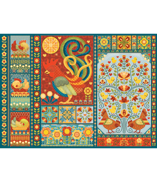 Scandi Chicken Quilt Puzzle 1000pc