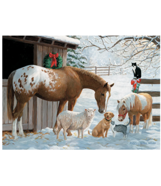 Winter Barnyard Family Puzzle 350pc