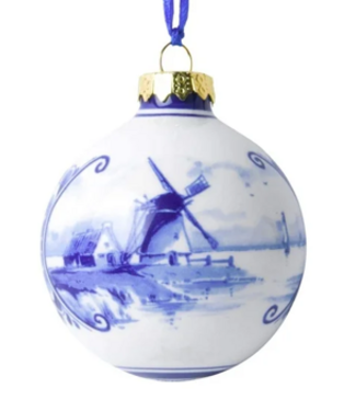 Ball - Delft Blue  Windmill Christmas Ornament 5cm