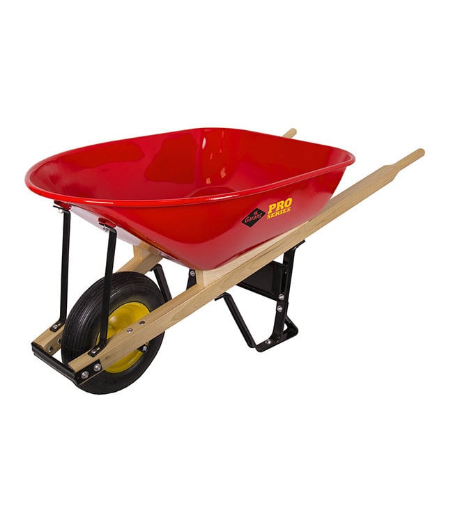 Garant PRO Series Industrial Steel Wheelbarrow, 6 Cu.Ft., Flat-Free Tire - Red