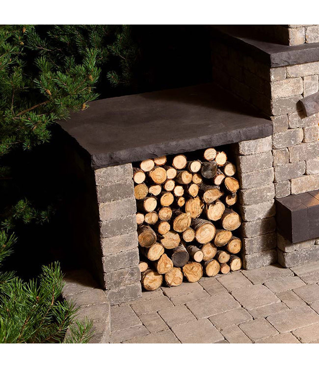 Barkman Quarry Stone Fireplace Wood Storage Kit (35 x 40 x 36) Sierra Grey with Ebony Accent
