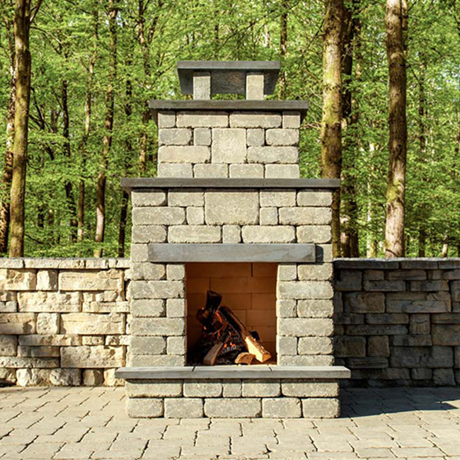 Barkman Quarry Stone Compact Fireplace Kit (78 x 44 x 40) Sierra