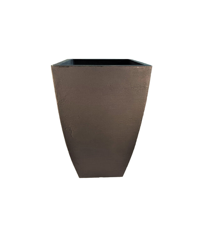Modern Square Planter Small (17.5" H) - Coffee