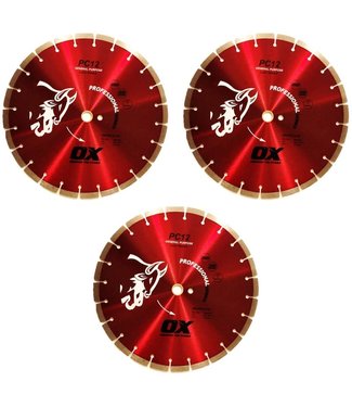 OX Tools OX Professional 14" Diamond Blade - Concrete - 3 Blade Value Pack