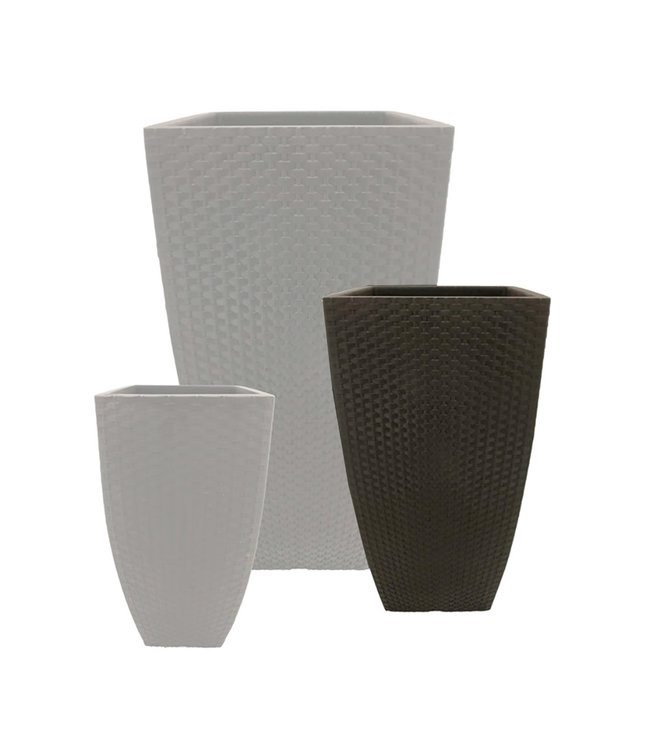 Rattan Square Planter - Coffee