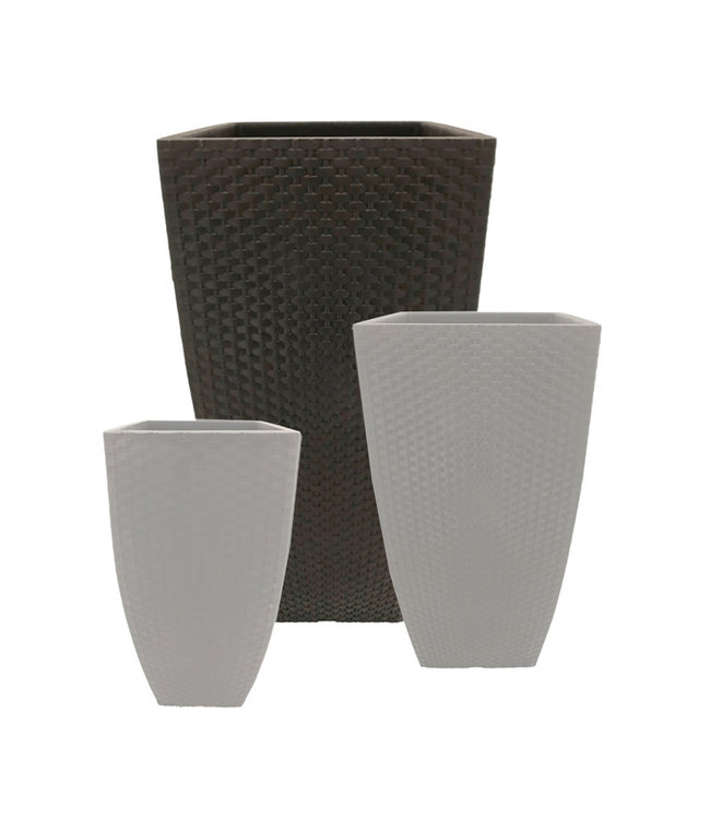 Rattan Square Planter - Coffee