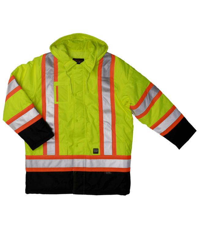 Tough Duck Lined Safety Parka - Fluorescent Green