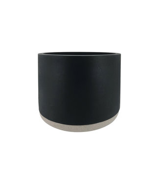 Livingstone 14" Round Cylinder Planter with Stone Base - Black