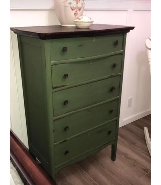 Ma's Vintage & Antique Antique Tallboy Dresser Army Green