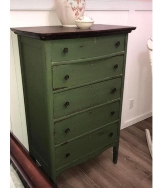 Ma's Vintage & Antique (C) Antique Tallboy Dresser Army Green