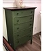 Antique Tallboy Dresser Army Green