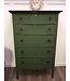 Antique Tallboy Dresser Army Green