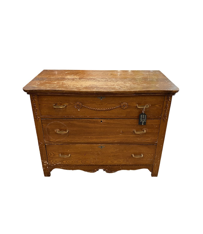 Antique Wood 3-Drawer Dresser