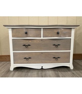 Ma's Vintage & Antique (C) White and Wood 4-Drawer Dresser