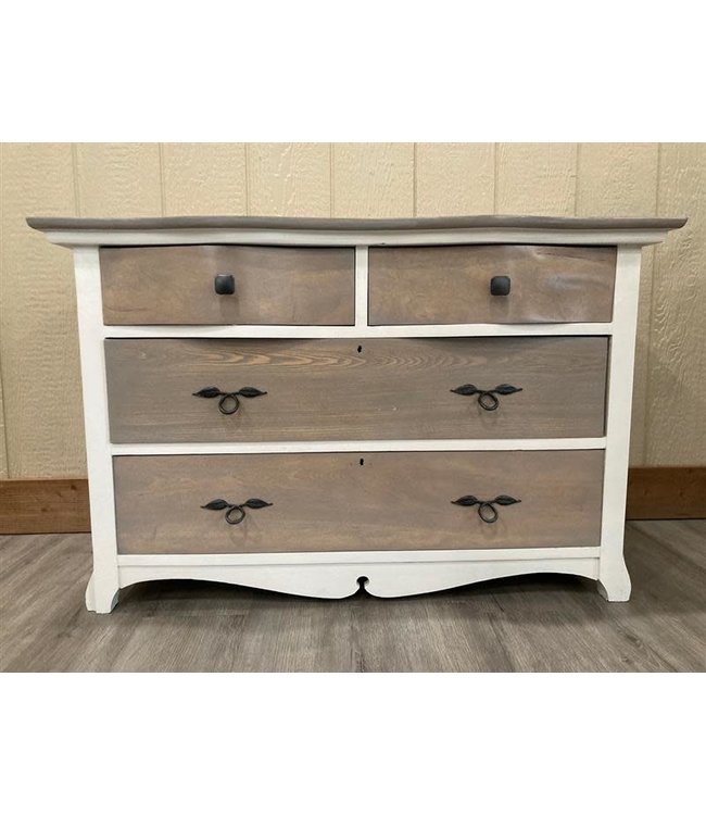 White and Wood 4-Drawer Dresser