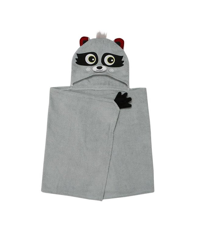 Kids Plush Terry Hooded Towel Raccoon 2Y+