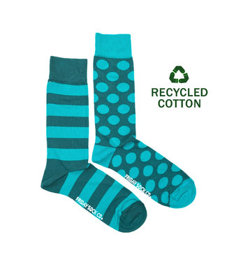 Friday Sock Co. Men's Recycled Cotton Green Stripe & Dot Socks