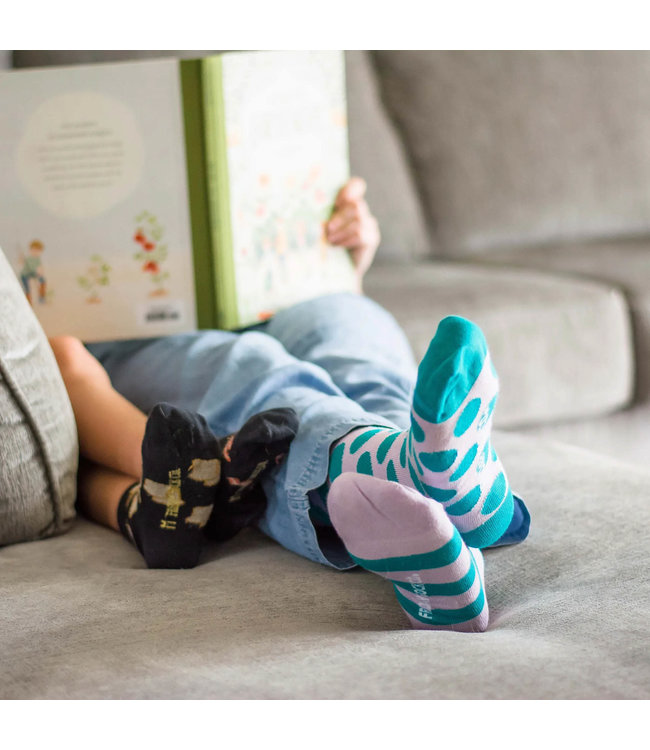 Women's Recycled Cotton Teal & Purple Stripe & Dot Socks