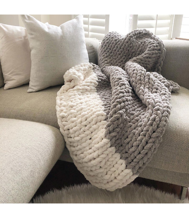 Healing Hand Chunky Knit Blanket Vintage Grey -Double