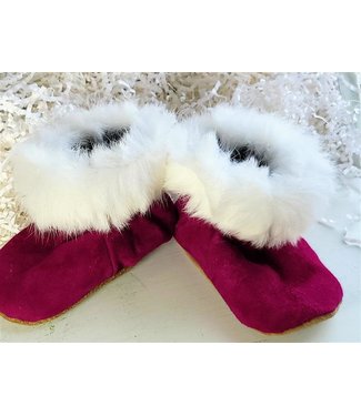 Made By Martha (C) Moccasin Bootie Pink W/White Fur-8T