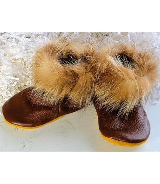 Made By Martha (C) Handmade Child Moccasin Bootie Coco W/Fur -4T