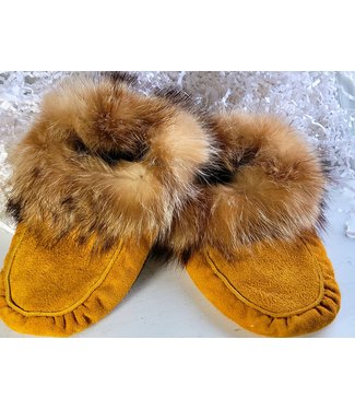 Made By Martha (C) Handmade Moccasin Slipper Tan W/Fur - 3