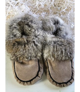 Made By Martha (C) Moccasin Slipper Grey W/Fur - 11T