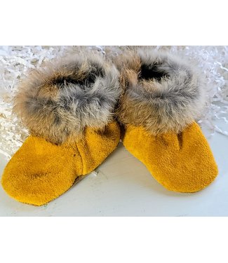 Made By Martha (C) Handmade Child Moccasin Bootie Tan W/ Fur - 8T