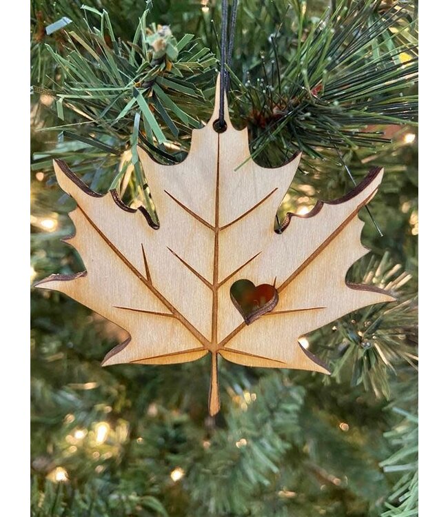 Maple Leaf Heart- Rescentable Wood Air Freshner