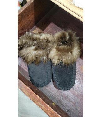 Made By Martha (C) Handmade Moccasin Slipper Ladies 7 - Black