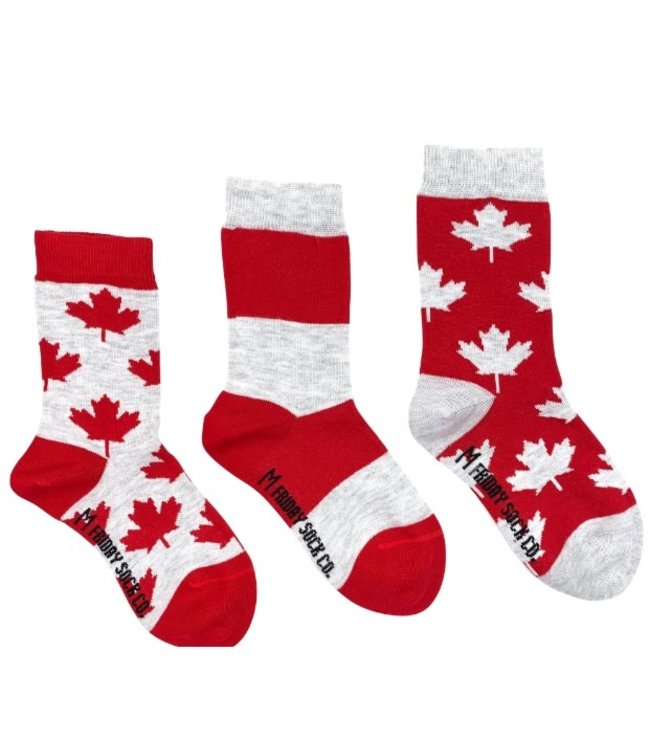 Kid's Socks | Red & Grey Maple Leaf|Ages 8-12 (shoe size 3-6)