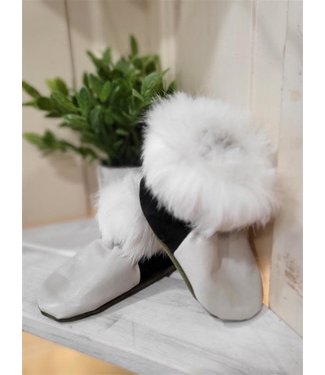 Made By Martha (C) Moccasin Bootie Black&White W\Fur- 7T