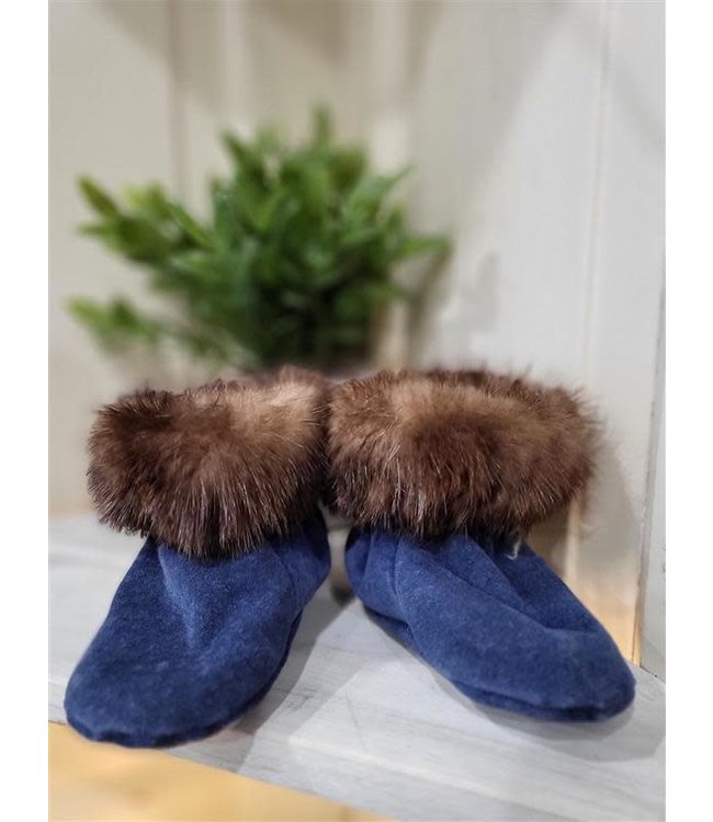 Moccasin Bootie Blue W\Fur- 5T