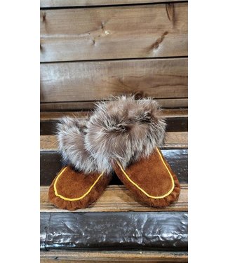 Made By Martha (C) Handmade Moccasin Slipper Mocca W/Fur - Ladies 6T